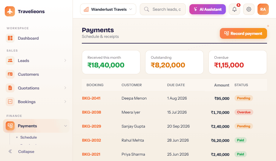 Quotation builder — net cost, markup and GST recalculate as you type.